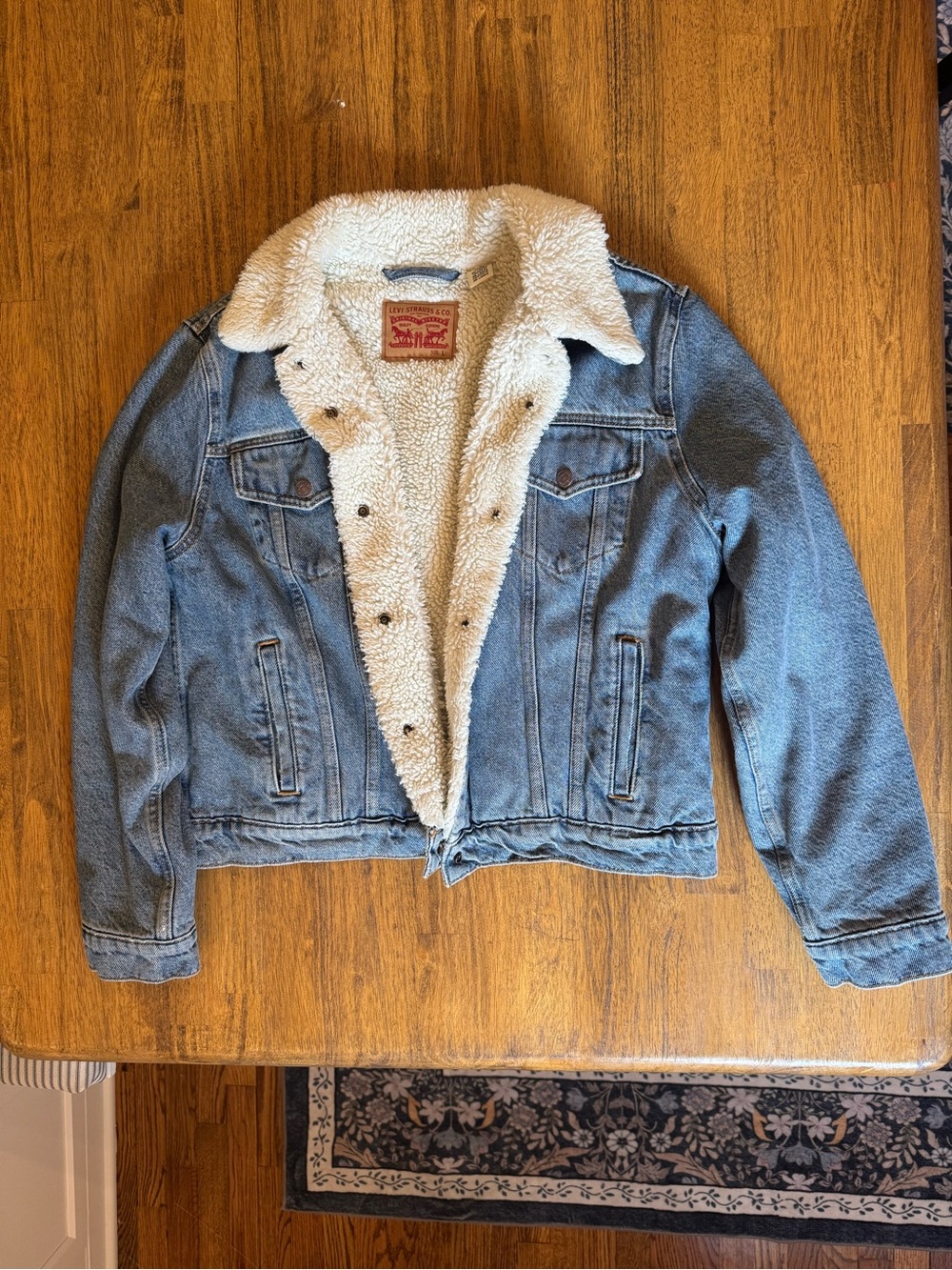 Levi's Blue Denim Jacket with Cream Sherpa Lining